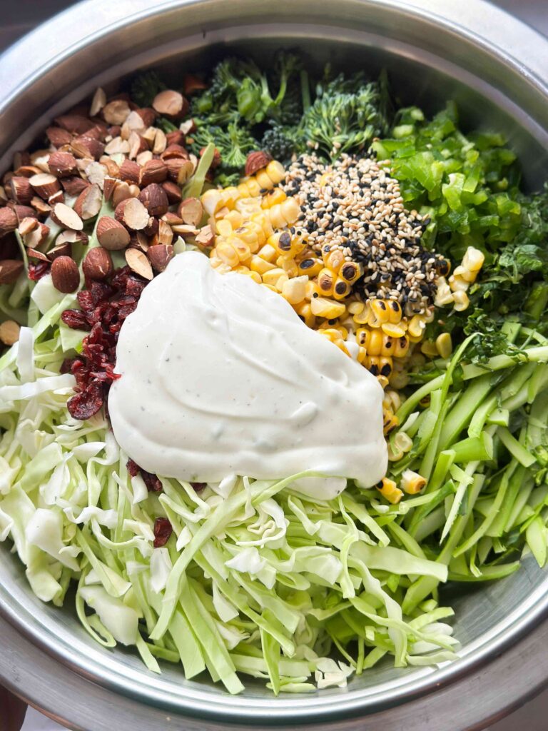 Mixture of coleslaw ingredients