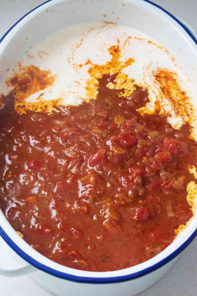 Mixed paptert ingredients in a bowl to be baked in the oven